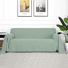 Washable grey couch cover with matching pillowcases for pet-friendly homes