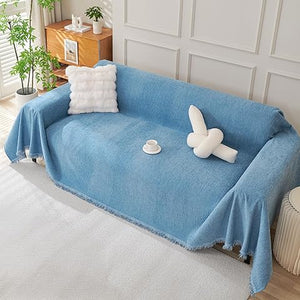 Pet-friendly blue couch cover designed for comfort and sofa protection