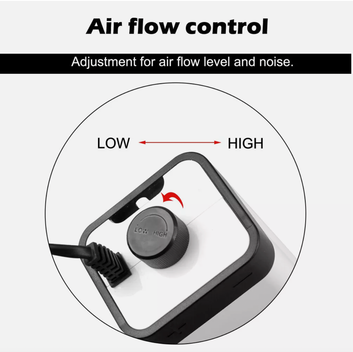 Air flow control feature on aquarium air pump