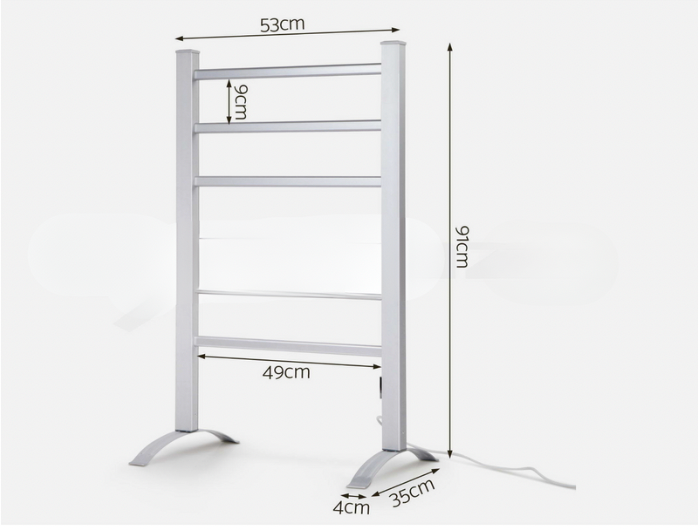 Freestanding heated towel rail with sleek stainless design