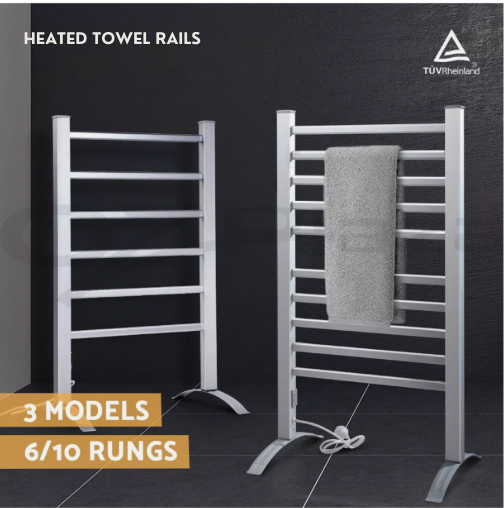 Bathroom heated towel rail with multiple hanging bars
