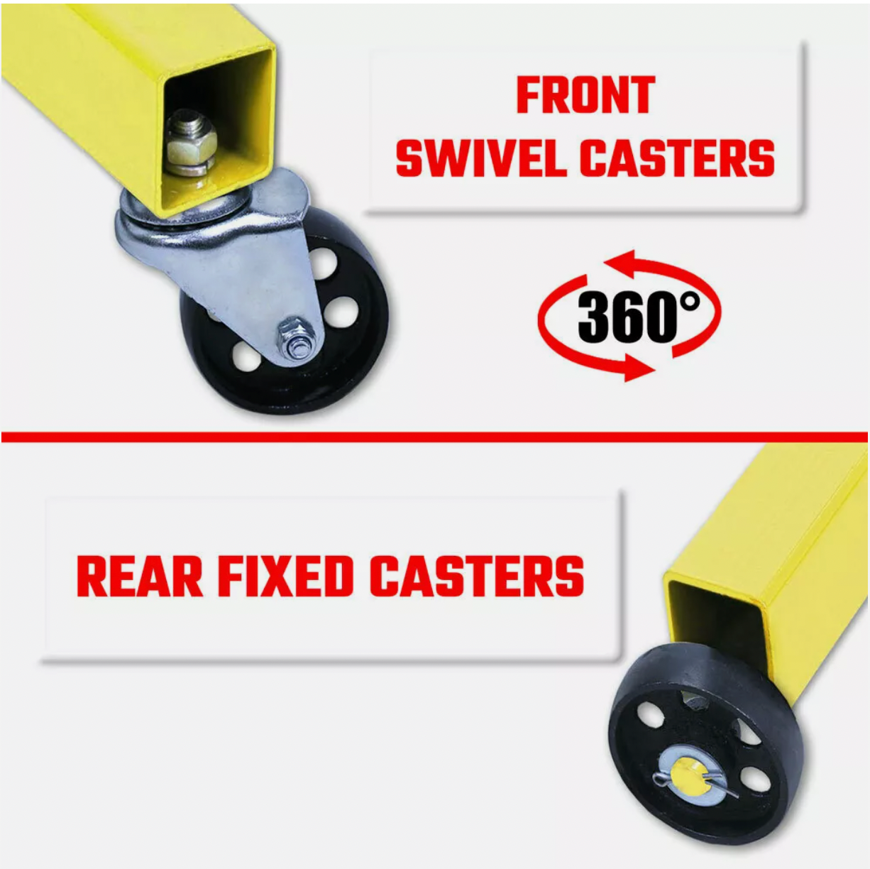 Portable engine stand with lockable swivel wheels for mobility