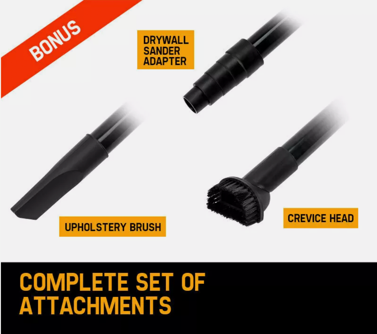 Vacuum cleaner accessory kit with extension tubes and nozzles