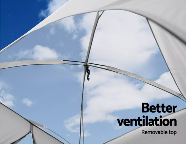 Transparent roof shower tent for sunlight and airflow