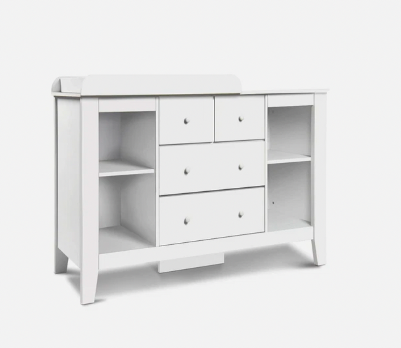 Assembly instructions for baby change table with shelves