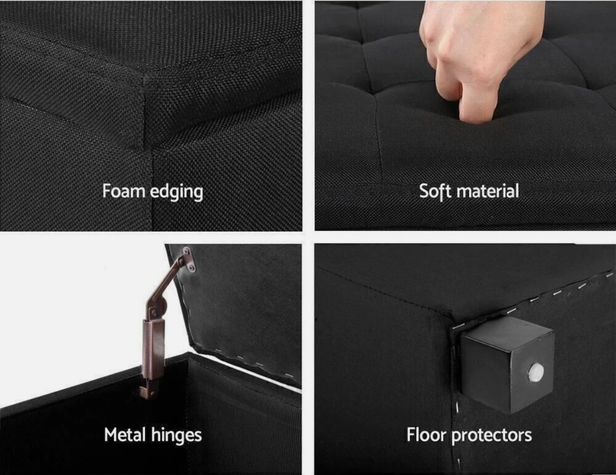 Durable ottoman with reinforced panels and folding design