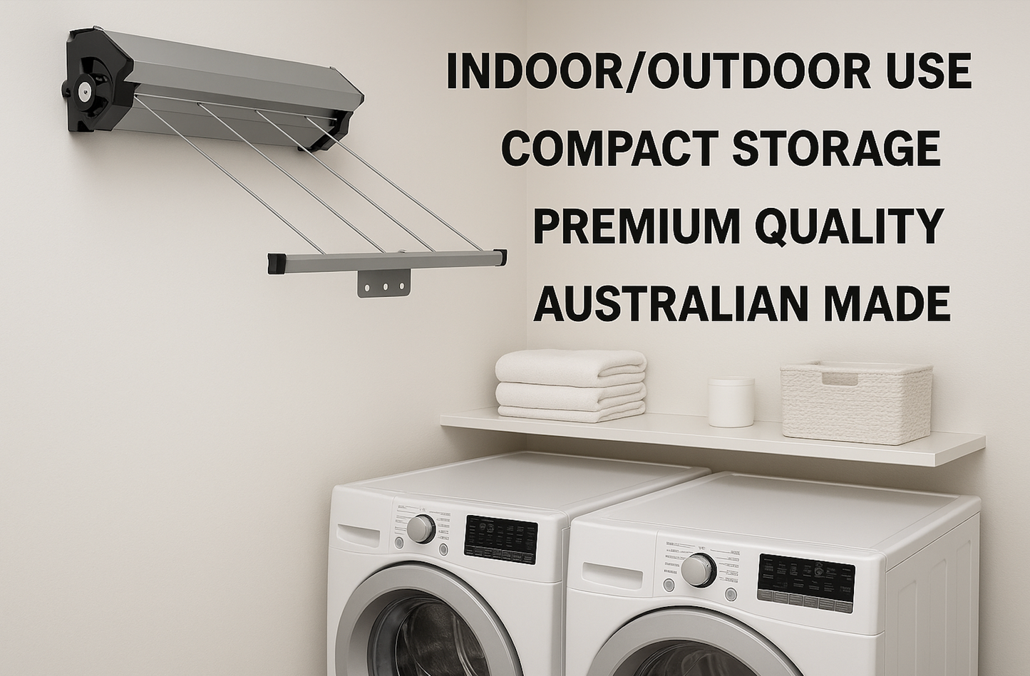 Retractable Clothesline installed on wall for indoor laundry use