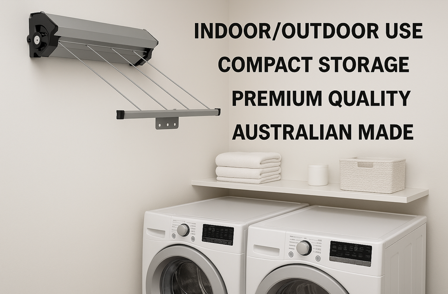 Retractable Clothesline installed on wall for indoor laundry use