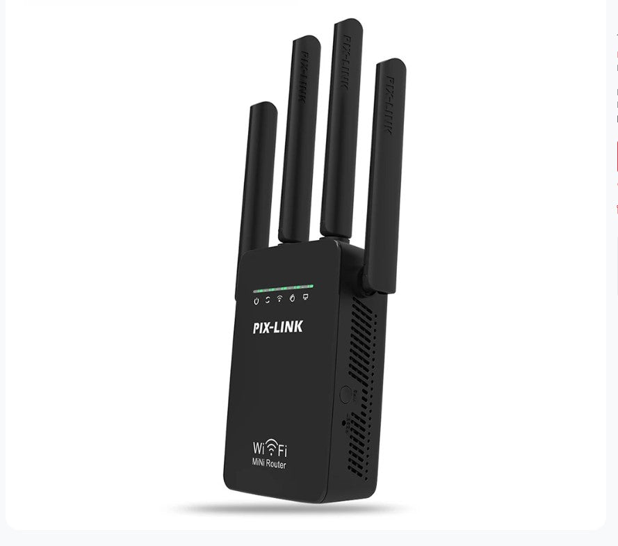 Compact WiFi extender with LED indicators and powerful antenna design