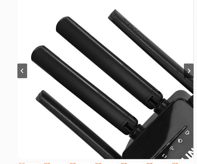 WiFi booster with four adjustable antennas for extended range and stability.