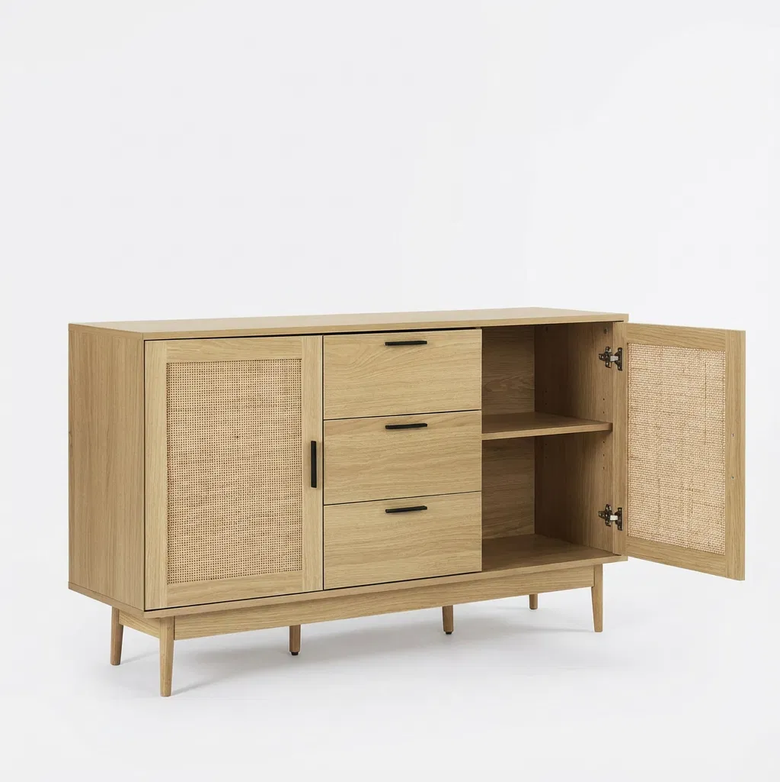 Artiss Rattan Buffet – Briony Oak Timber Look, Organised Living Made Easy