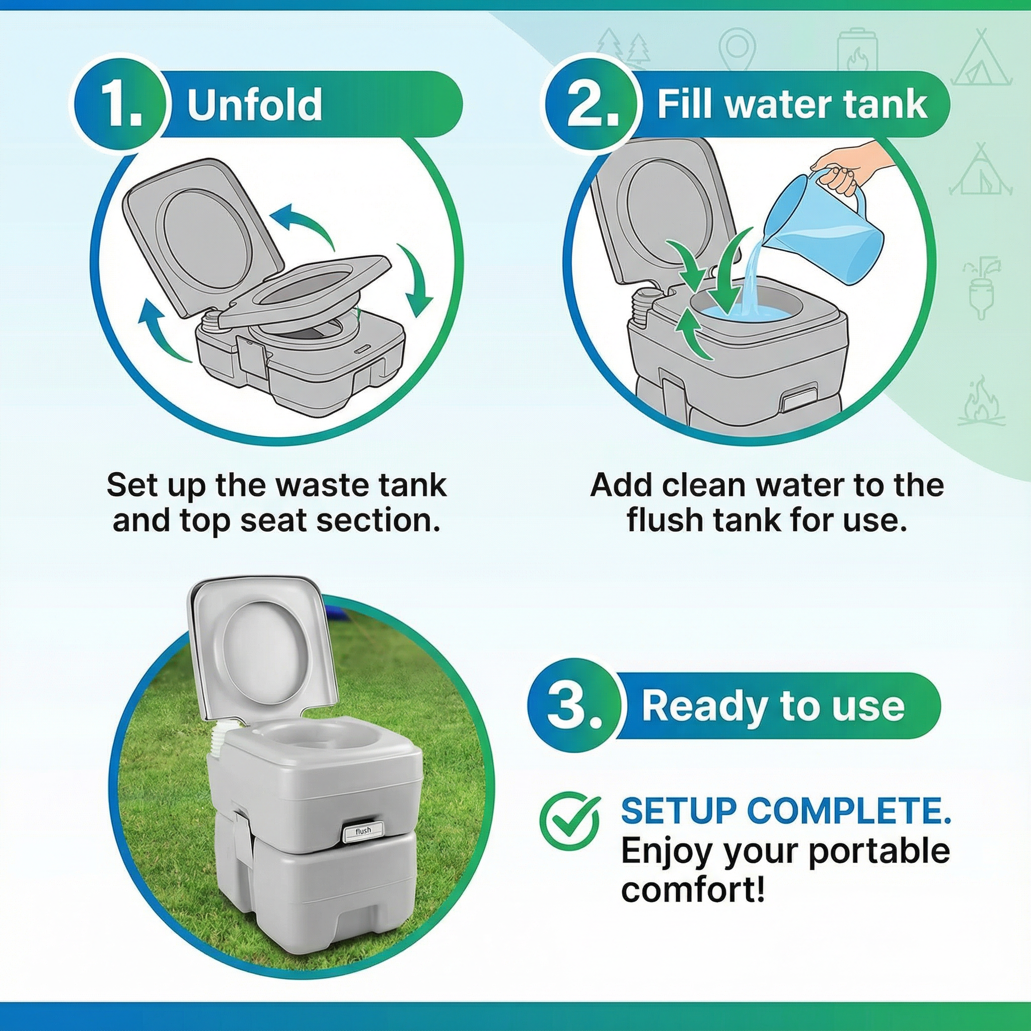 20L Portable Camping Toilet – Fresh Flush Anywhere, Anytime
