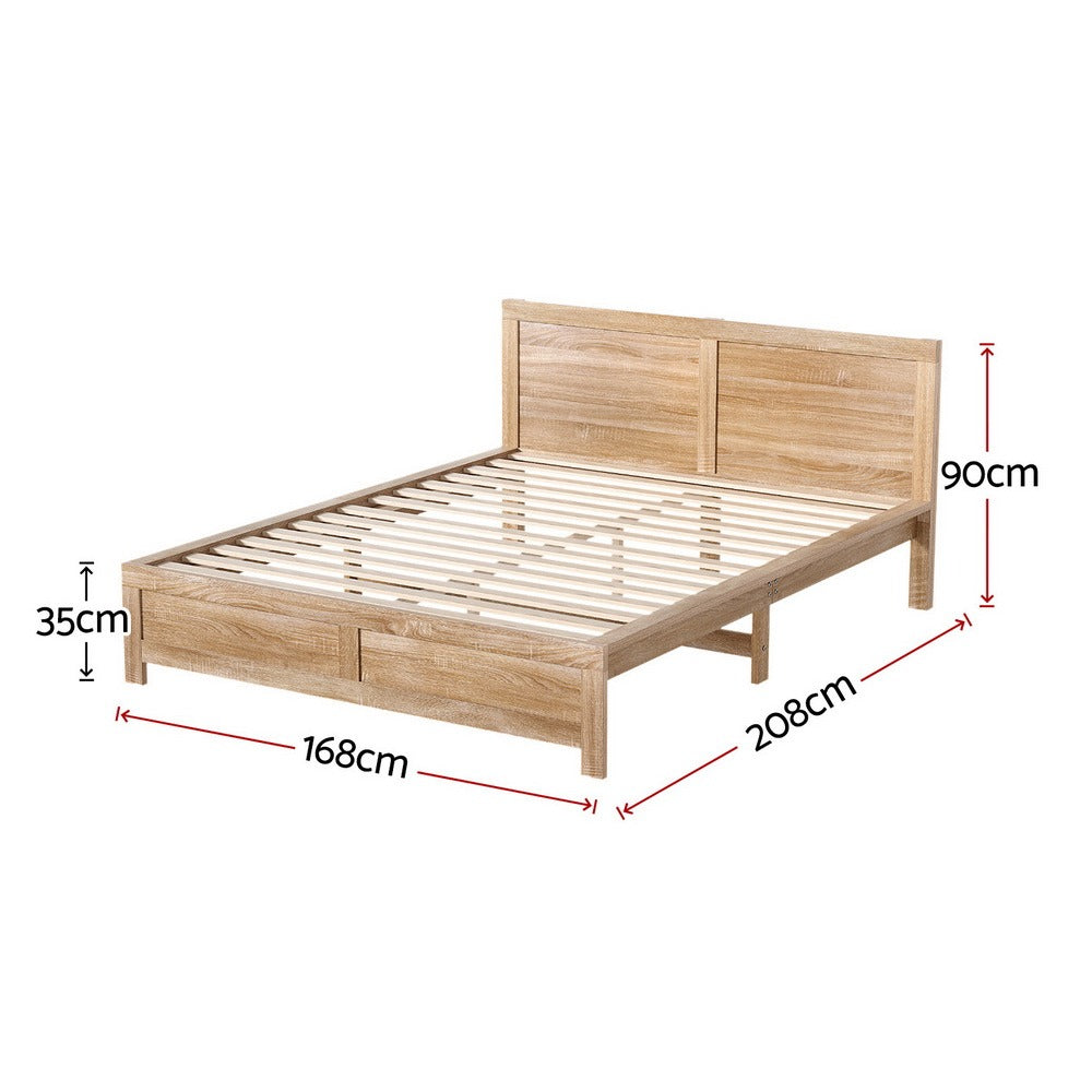 Artiss Bed Frame – Real Acacia Strength, Calm Oatmeal Style