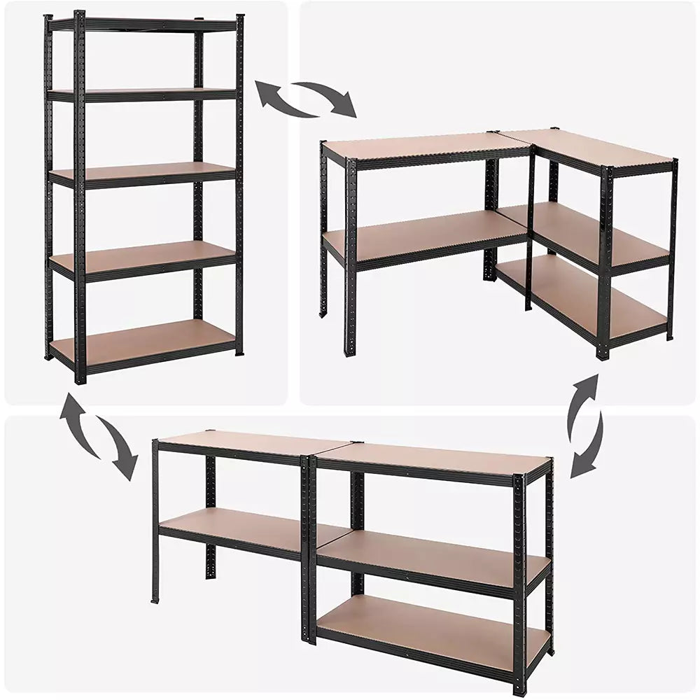 Versatile garage shelving system with multiple configurations for storage