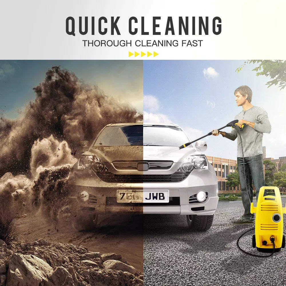 Portable pressure washer being used to clean mud from ATV and off-road vehicle.