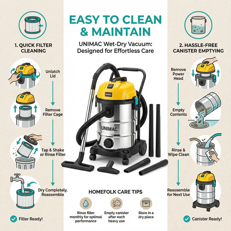 30L Wet/Dry Vacuum – Heavy-Duty Suction, Clean Any Surface