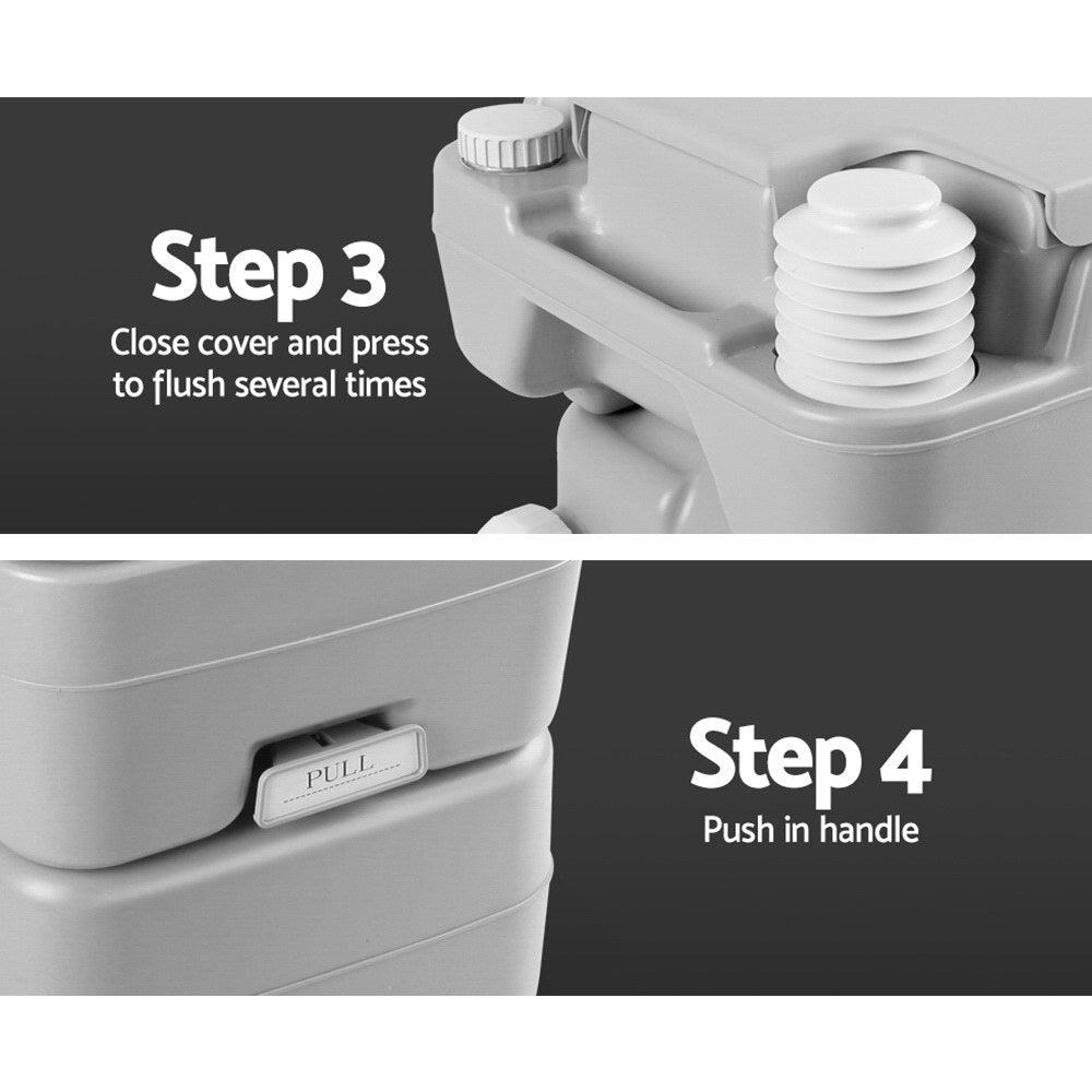 Durable camping toilet design with easy clean surface