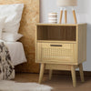 Artiss Rattan Bedside Table – Natural REI Oak Finish, Smarter Storage