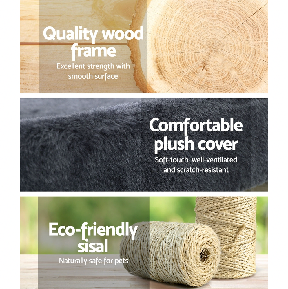 Close-up of sisal rope scratching post on cat tree