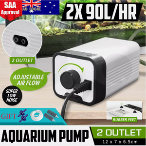 Aquarium air pump with dual outlets and quiet operation