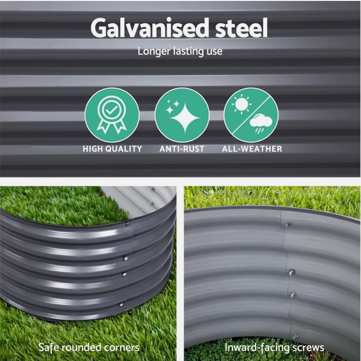 Durable raised garden bed material close-up view