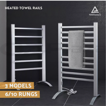 Bathroom heated towel rail with multiple hanging bars