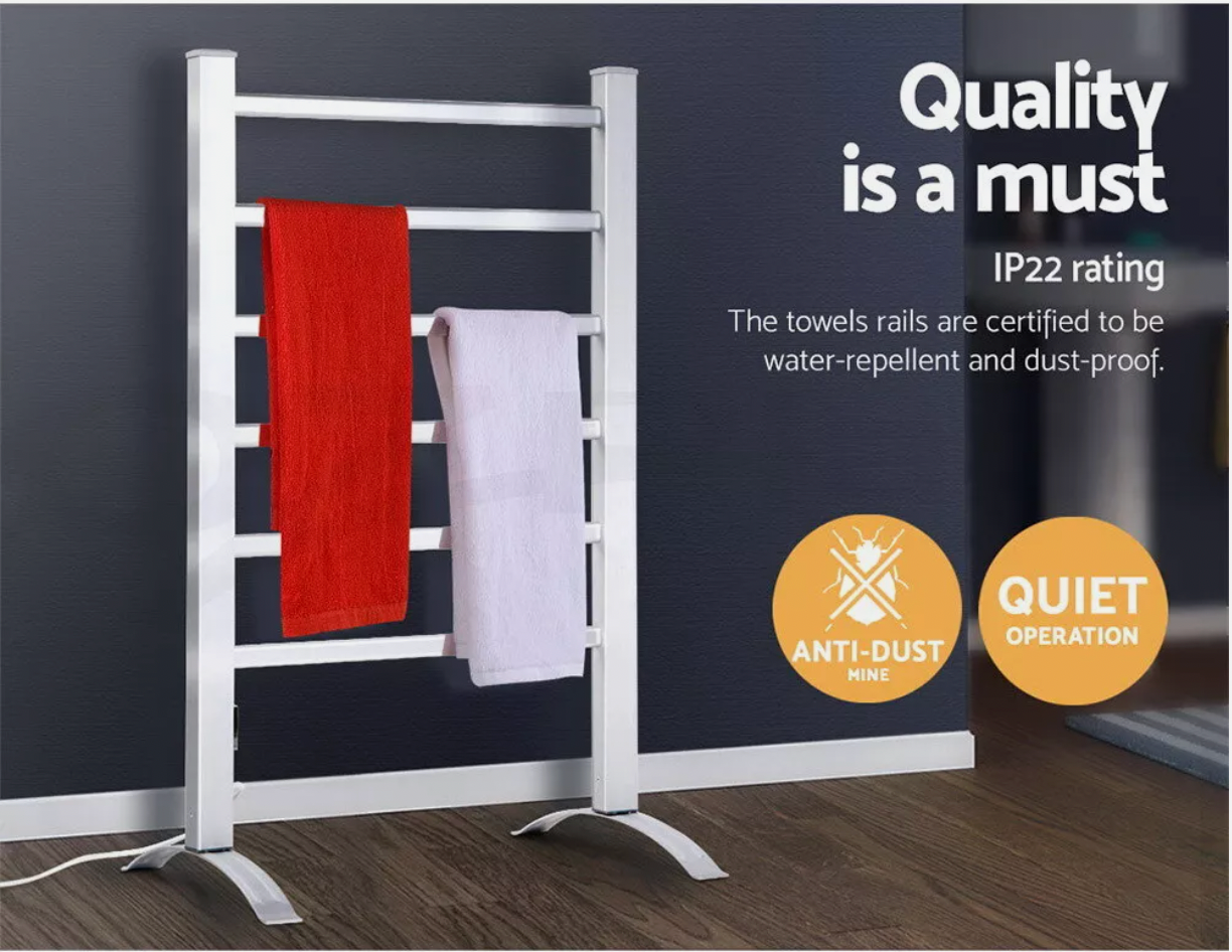 Premium heated towel rail with wall-mount brackets