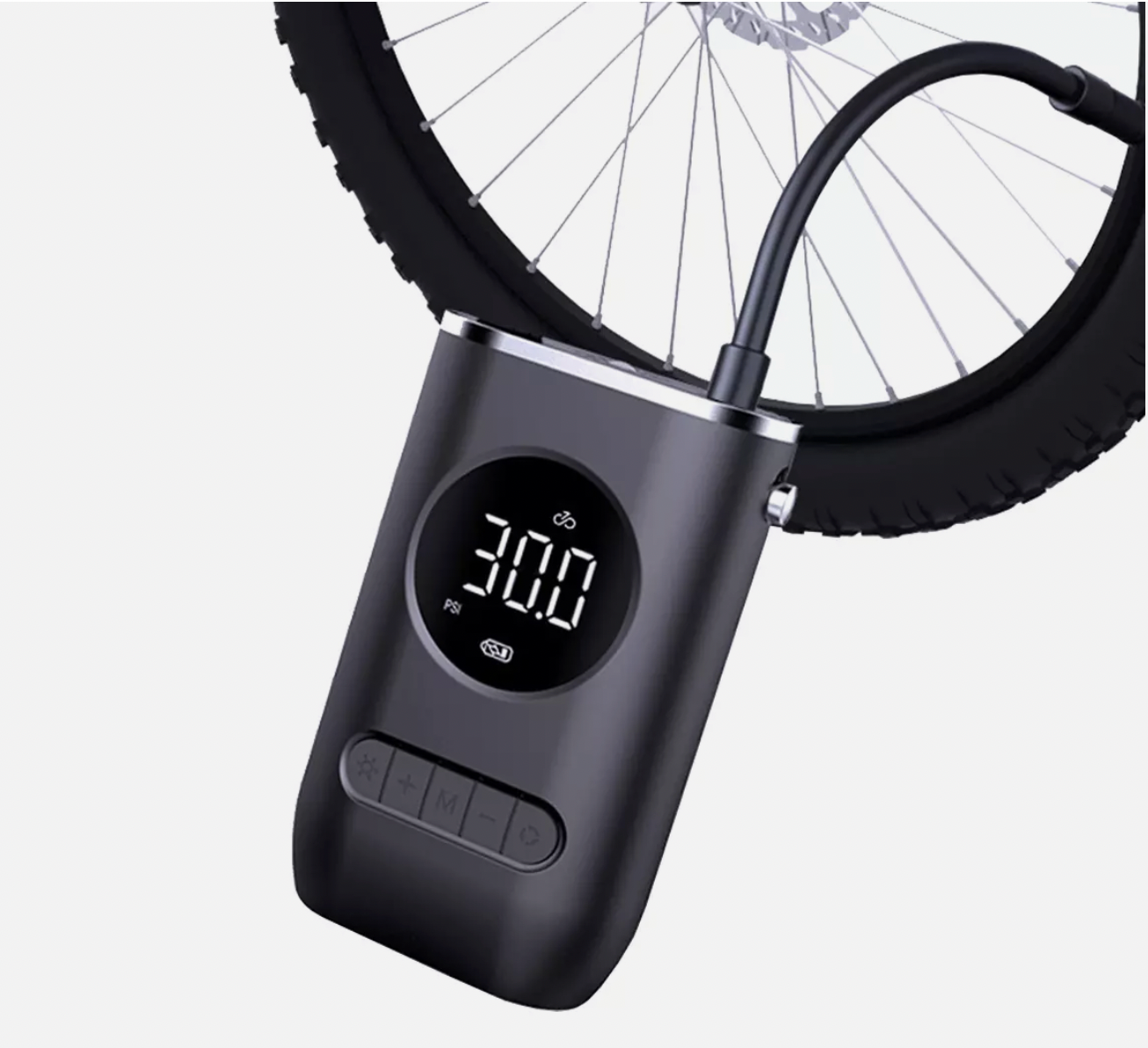 Compact cordless air pump with neck strap and digital LCD screen image 2 