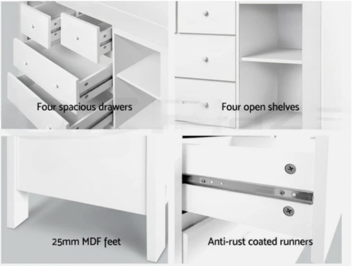 Assembly instructions for baby change table with shelves