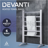 Devanti heated towel rail in chrome finish with wall mount