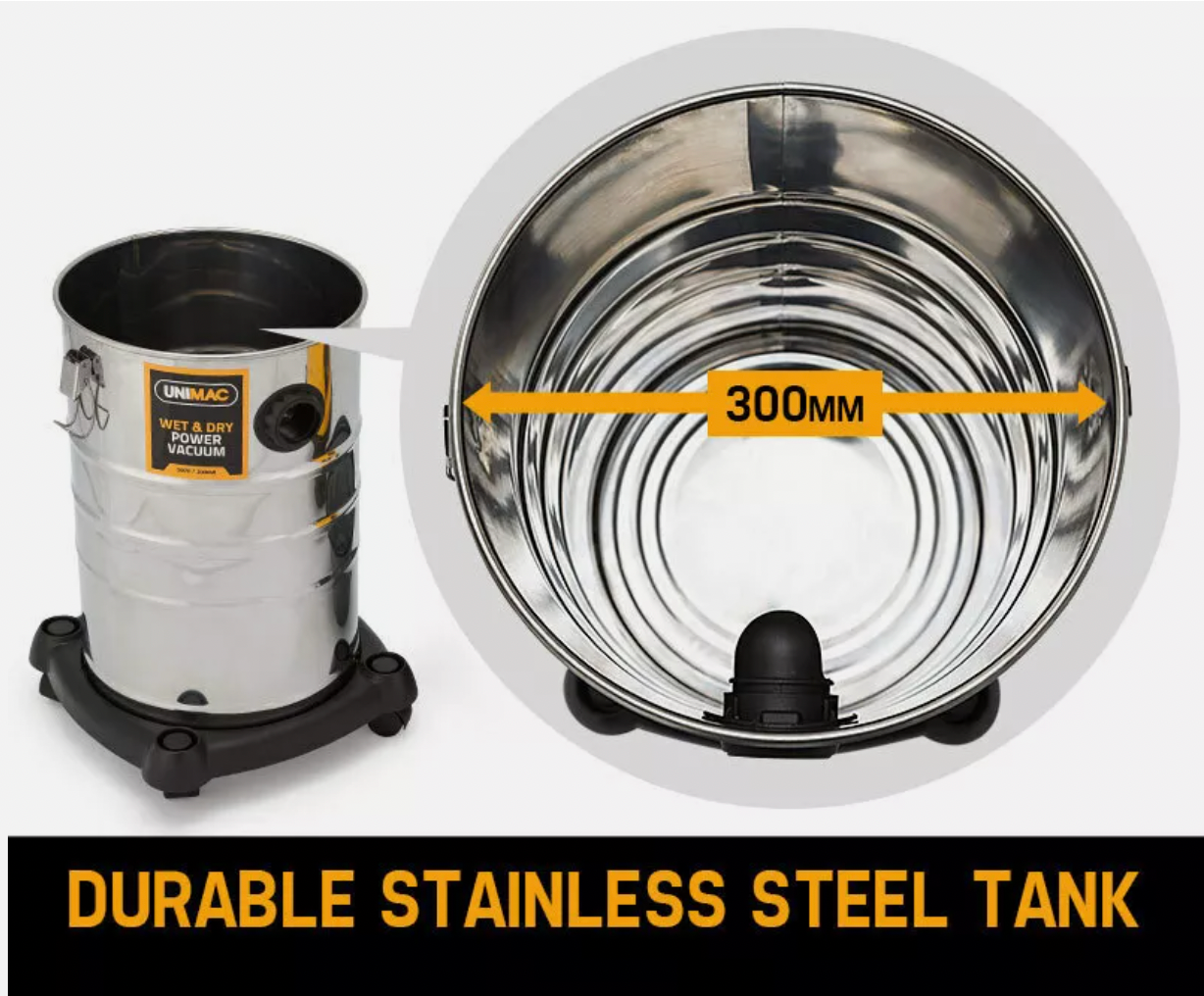 Stainless steel drum vacuum cleaner with high suction power
