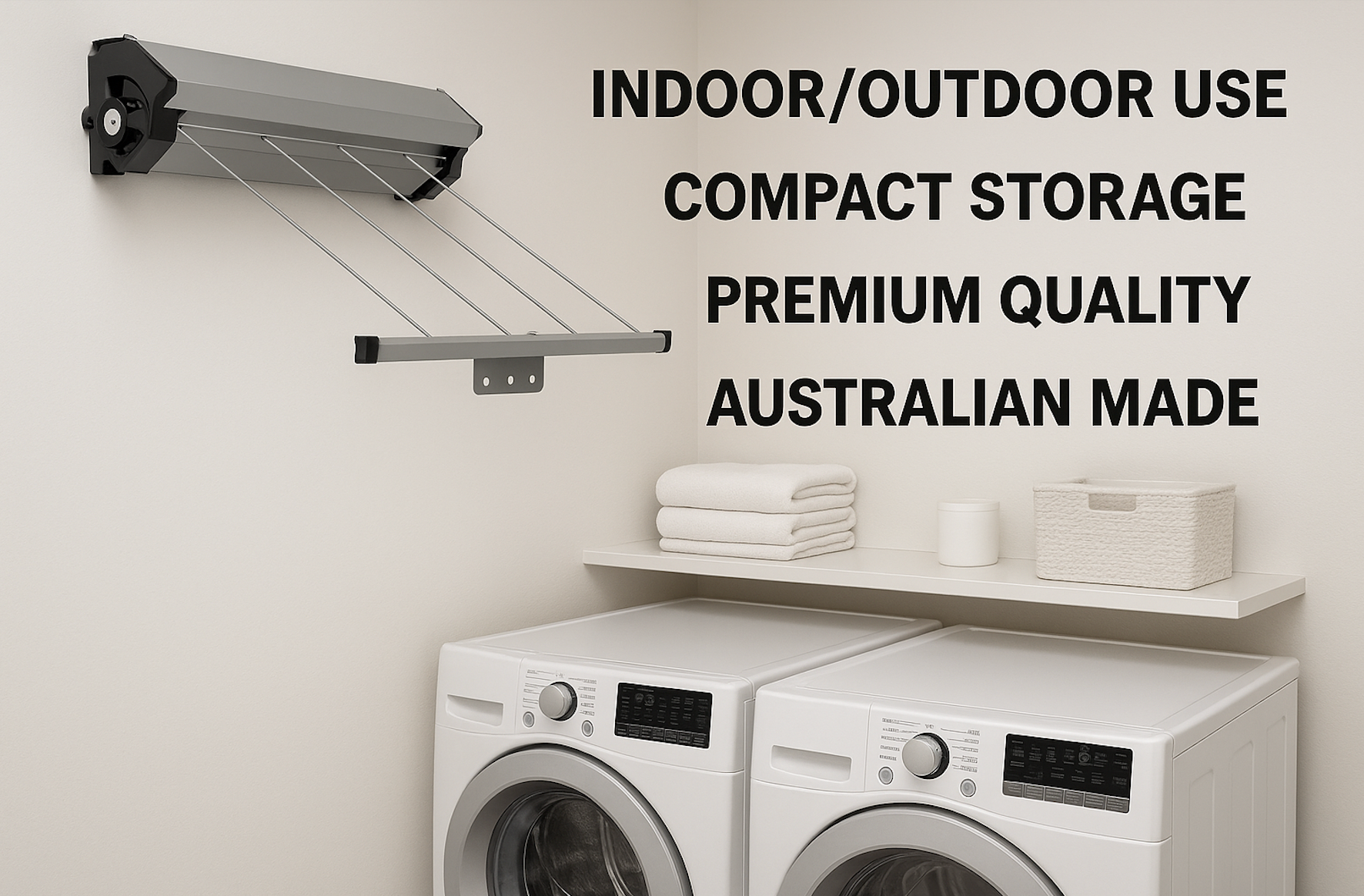 Retractable Clothesline installed on wall for indoor laundry use