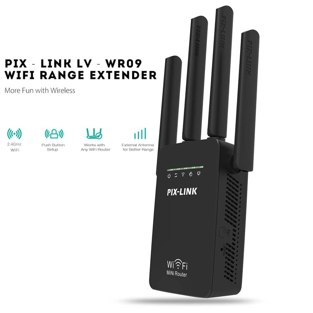 Dual-band WiFi extender with multiple antennas for home and office coverage