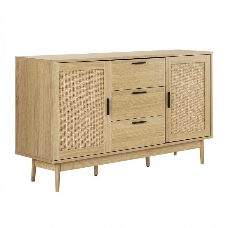 Artiss Rattan Buffet – Briony Oak Timber Look, Organised Living Made Easy