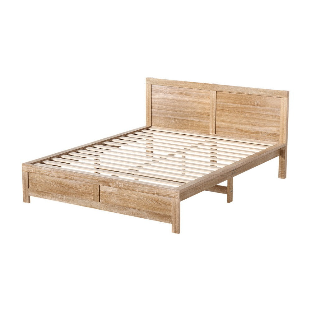 Artiss Bed Frame – Real Acacia Strength, Calm Oatmeal Style