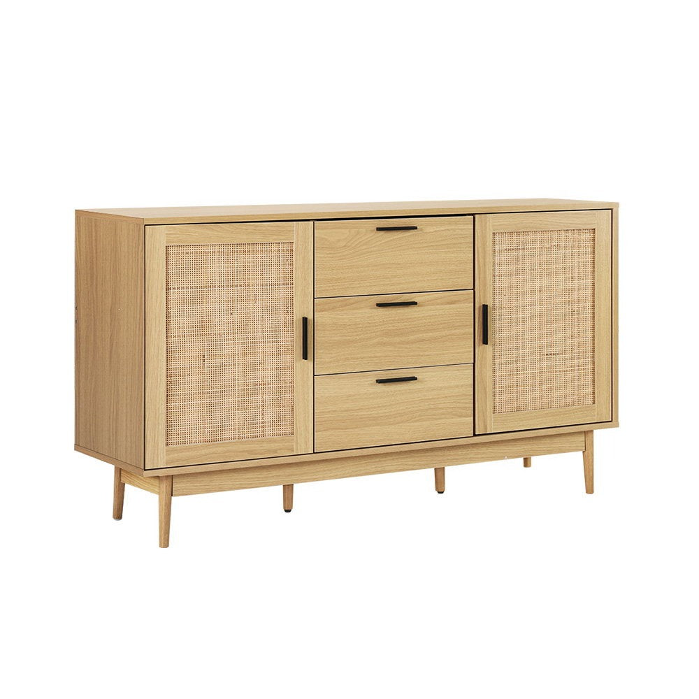 Artiss Rattan Buffet – Briony Oak Timber Look, Organised Living Made Easy