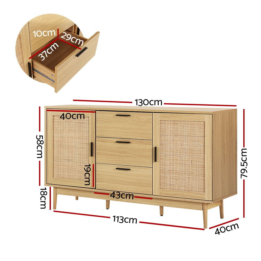 Artiss Rattan Buffet – Briony Oak Timber Look, Organised Living Made Easy