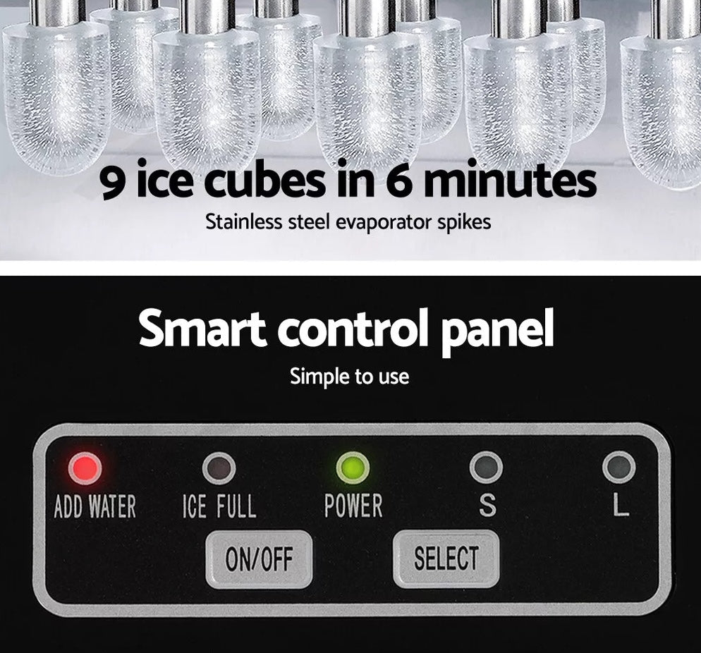 Countertop ice maker with user-friendly control panel and timer functions.