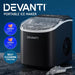 Black Devanti ice maker machine with LED control panel for home use.
